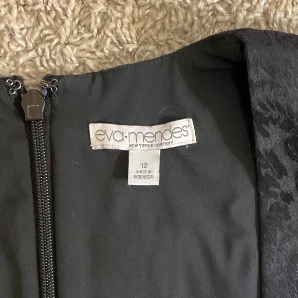 Eva Mendes NY & Co Sleeveless Square Neck Jacquard Fit & Flare Dress, Black,  12 - Picture 3 of 9